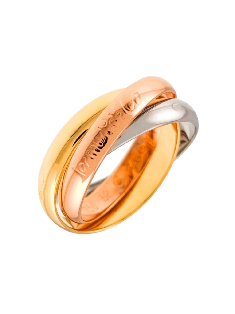 Cartier Trinity Medium MM 52 Ring 18k Yellow Gold WG PG Three 750